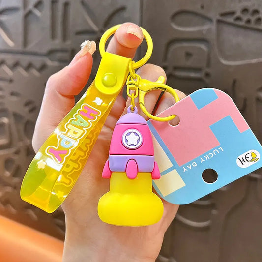 Rocket Night Light Luminous Keychain Pendant