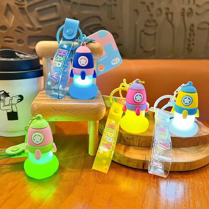 Rocket Night Light Luminous Keychain Pendant