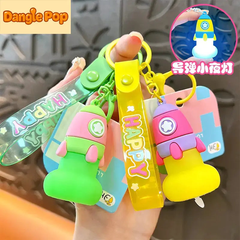 Rocket Night Light Luminous Keychain Pendant