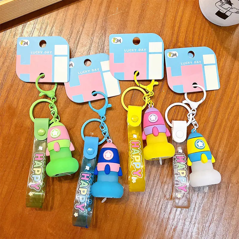 Rocket Night Light Luminous Keychain Pendant