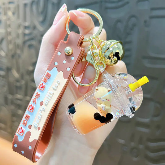 Oil-in Bear Milk Tea Cup Keychain Pendant