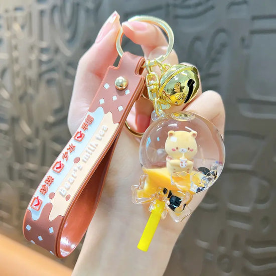 Oil-in Bear Milk Tea Cup Keychain Pendant