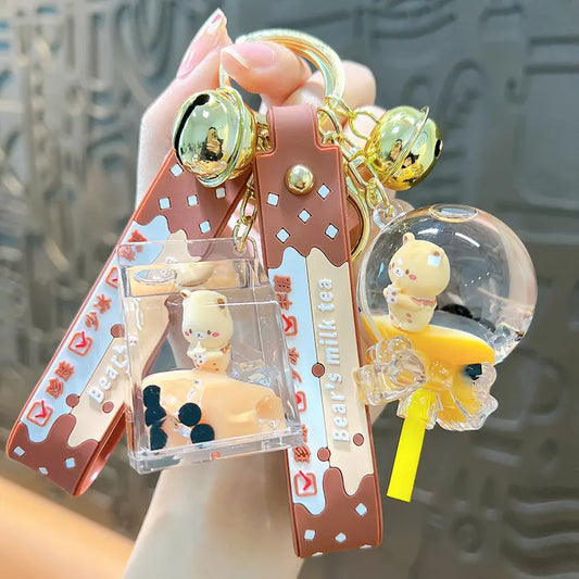 Oil-in Bear Milk Tea Cup Keychain Pendant