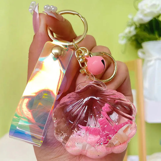 Starfish Shell Liquid Quicksand Keychain Pendant