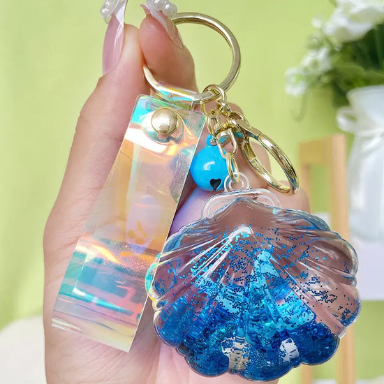Starfish Shell Liquid Quicksand Keychain Pendant