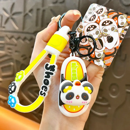 Panda Slippers Keychain Pendant