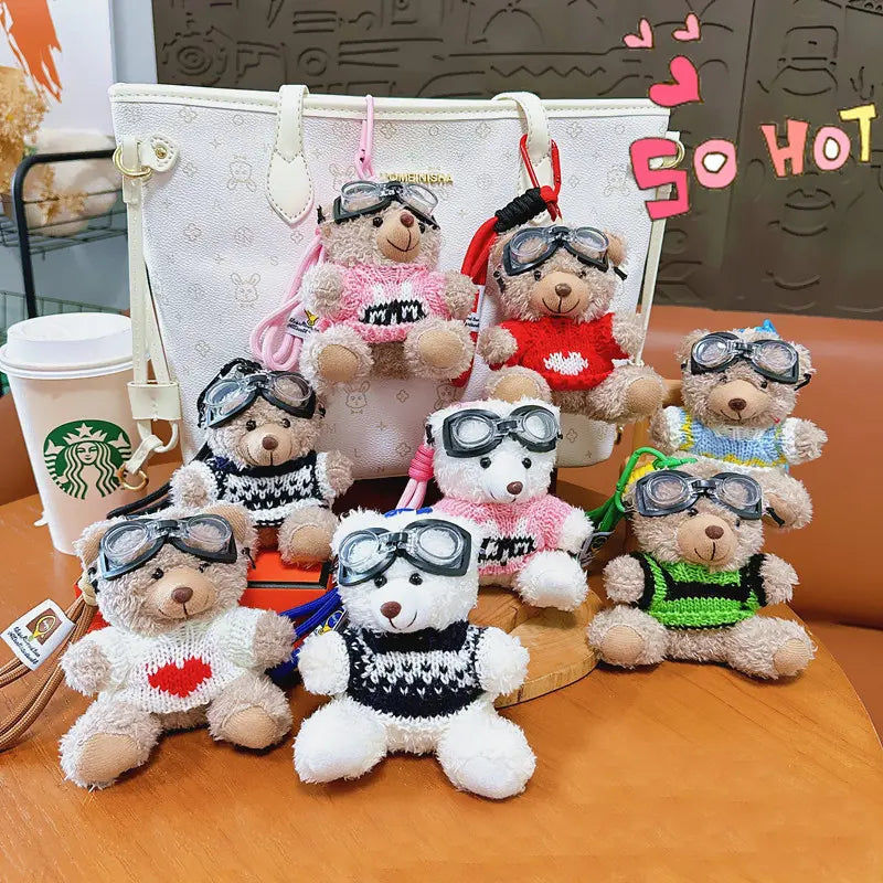 Pilot Plush Bear Keychain Pendant - DanglePop