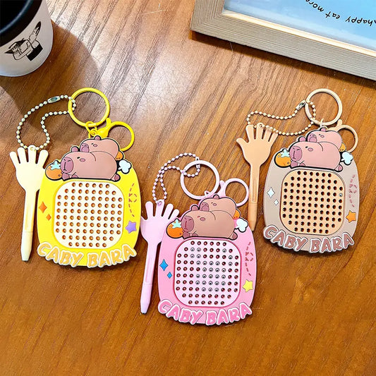 Capybara Magnetic Steel Ball Drawing Board Keychain Pendant - DanglePop