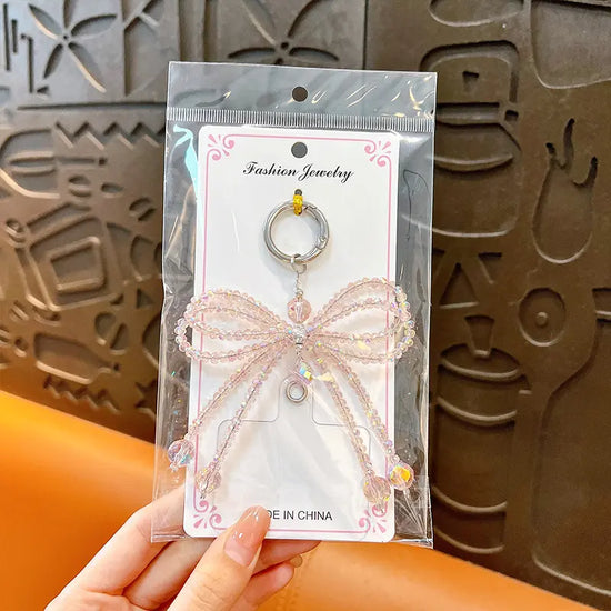 Crystal Bow Phone Chain Keychain Pendant - DanglePop