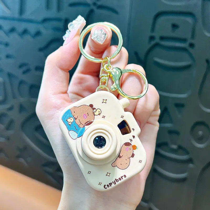 Capybara Projection Camera Keychain Pendant