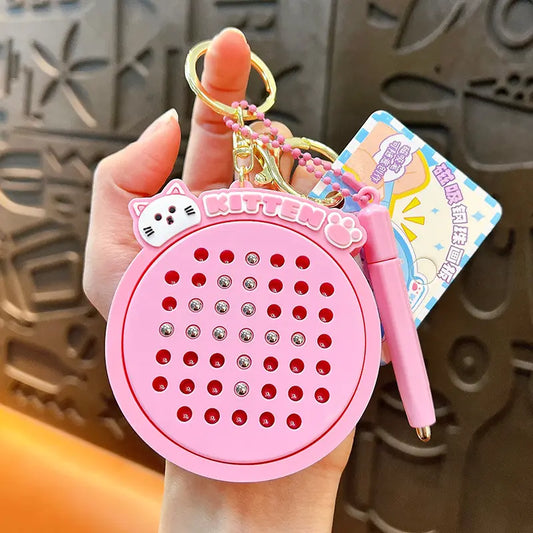 Cat Magnetic Steel Ball Drawing Board Keychain Pendant