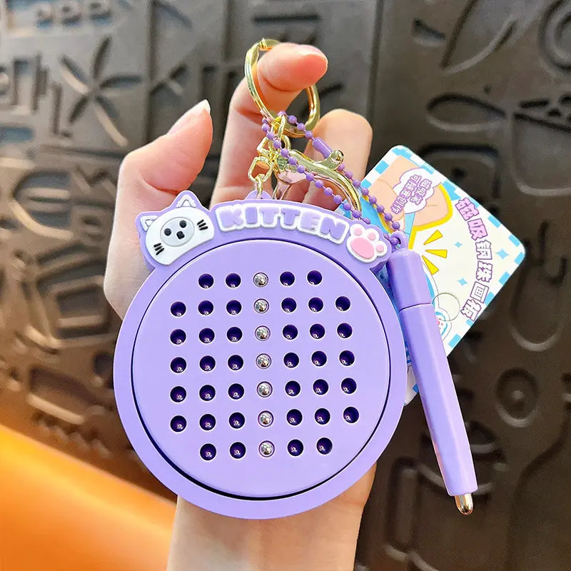 Cat Magnetic Steel Ball Drawing Board Keychain Pendant