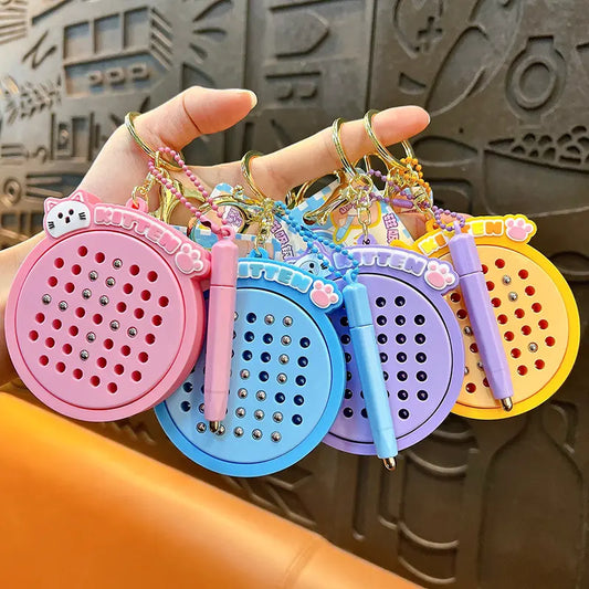 Cat Magnetic Steel Ball Drawing Board Keychain Pendant