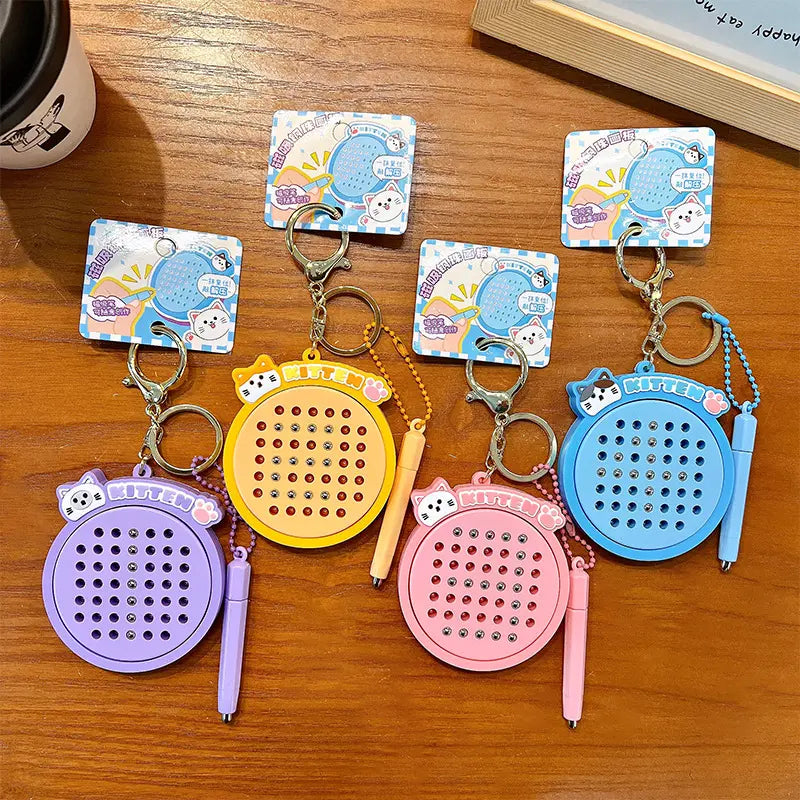 Cat Magnetic Steel Ball Drawing Board Keychain Pendant