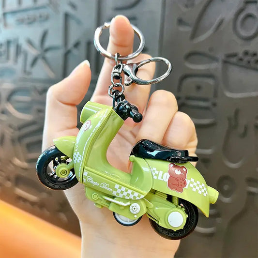 Bear Pull Back Motorcycle Keychain Pendant