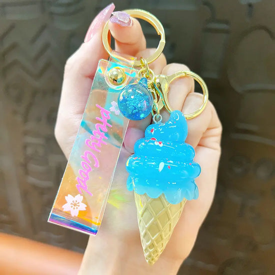 Cartoon Cute Ice Cream Keychain Pendant With Light