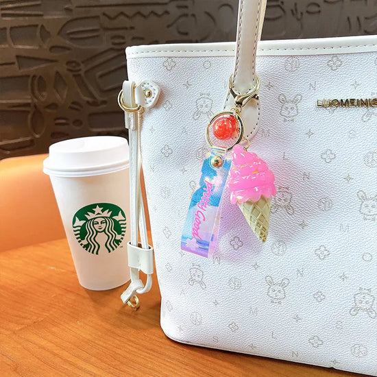 Cartoon Cute Ice Cream Keychain Pendant With Light