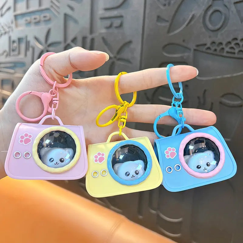 Lighted Cat Handbag Keychain Pendant