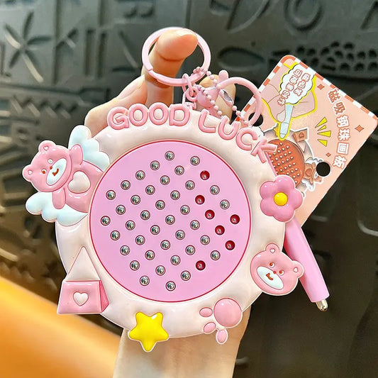 Cute Angel Bear Magnetic Steel Ball Drawing Board Keychain Pendant
