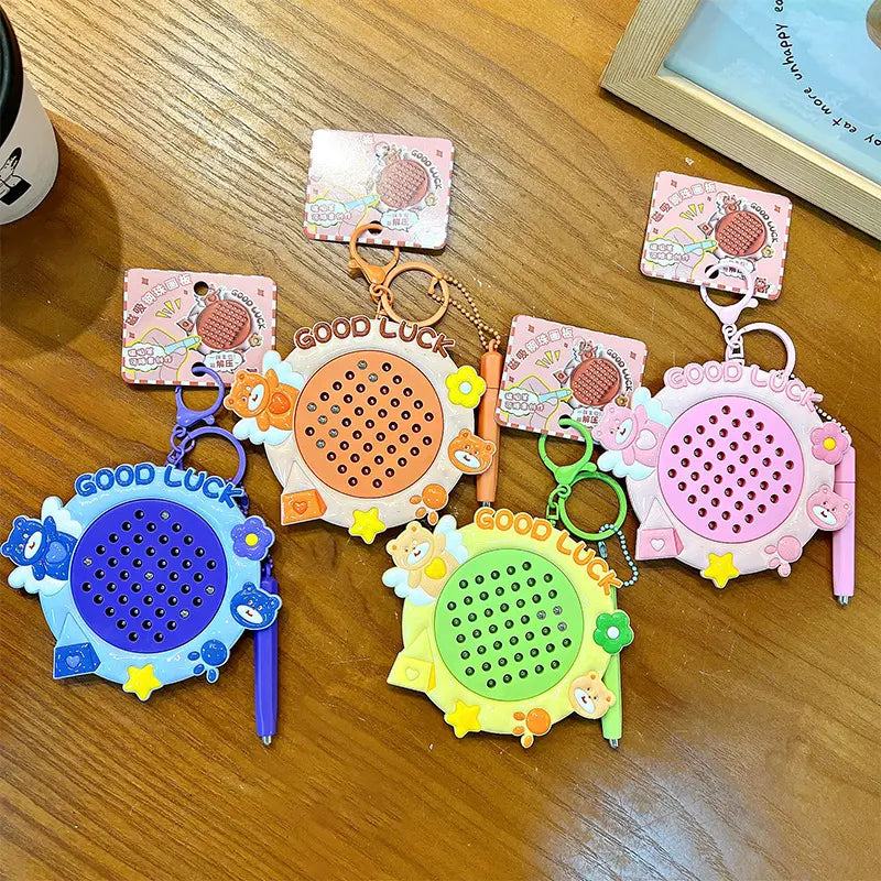 Cute Angel Bear Magnetic Steel Ball Drawing Board Keychain Pendant