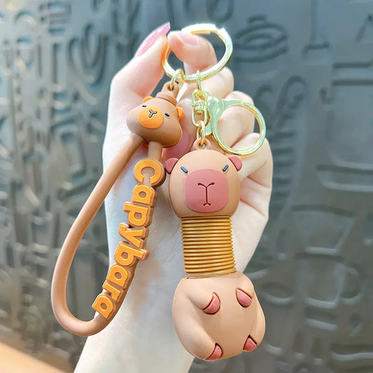 Cartoon Retractable Capybara Doll Keychain Pendant