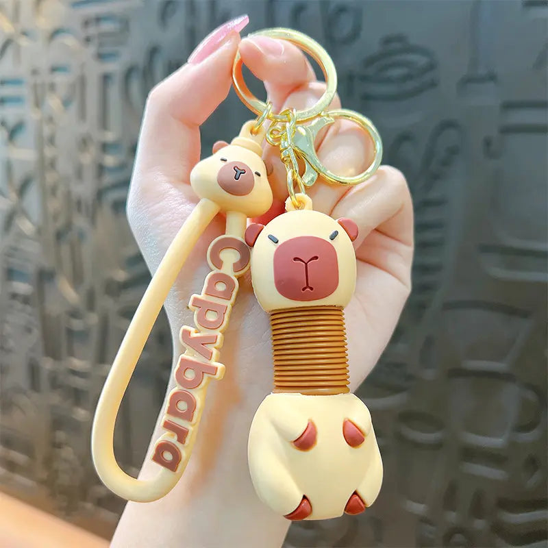 Cartoon Retractable Capybara Doll Keychain Pendant