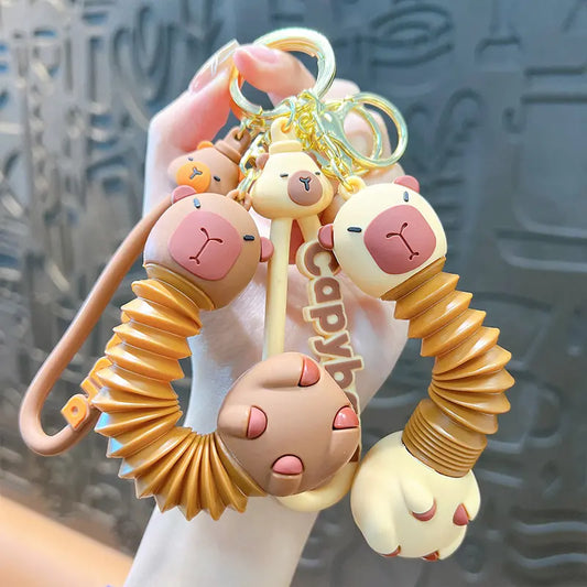 Cartoon Retractable Capybara Doll Keychain Pendant
