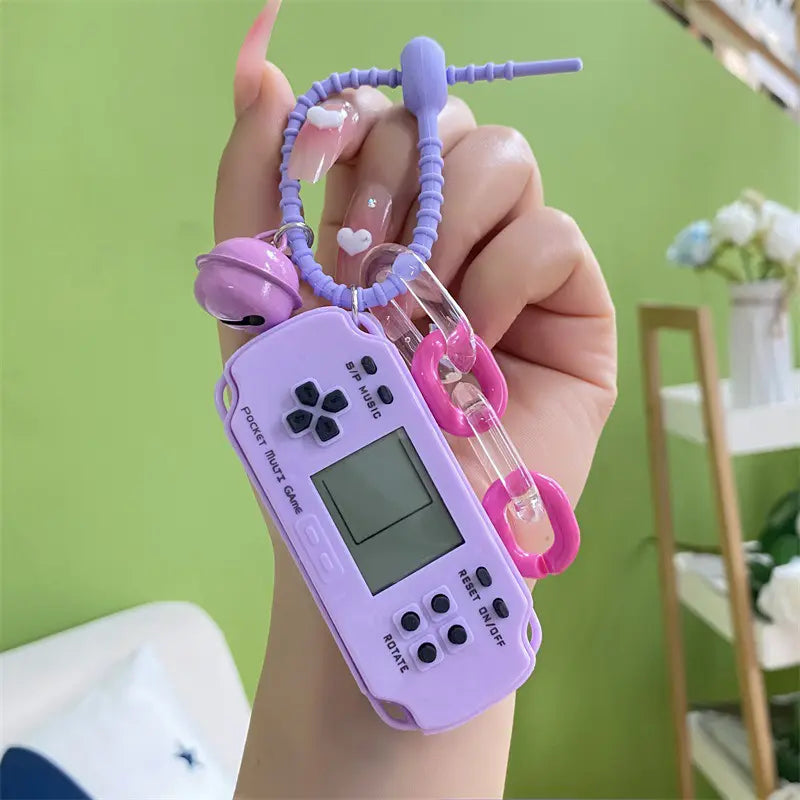 Classic Toy Tetris Game Console Keychain Pendant