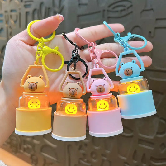 Cute Capybara Night Light Keychain Pendant