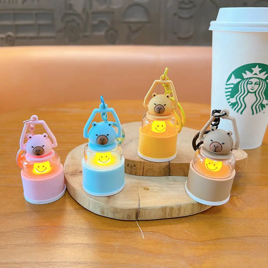 Cute Capybara Night Light Keychain Pendant