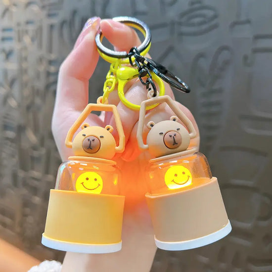 Cute Capybara Night Light Keychain Pendant
