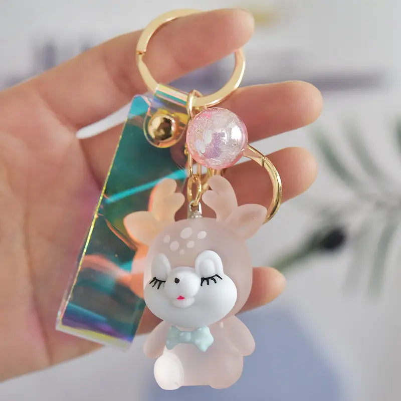 Acrylic Elk Keychain Pendant with Light
