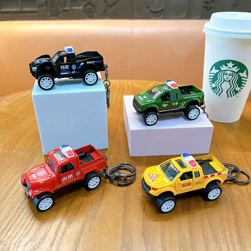 Alloy Pull Back Off-Road Vehicle Keychain Pendant