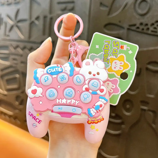 Cute Candy Bunny Whack-A-Mole Keychain Pendant