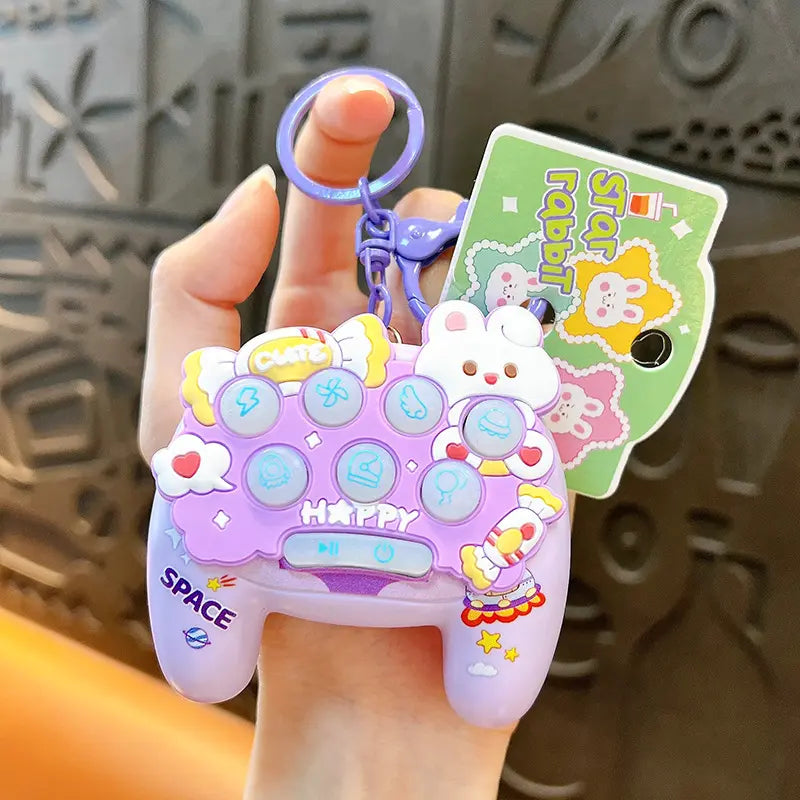 Cute Candy Bunny Whack-A-Mole Keychain Pendant