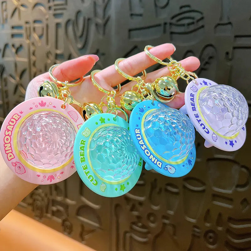 Atmosphere Colorful UFO Projector Light Keychain Pendant
