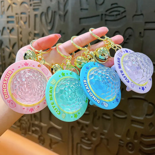 Atmosphere Colorful UFO Projector Light Keychain Pendant
