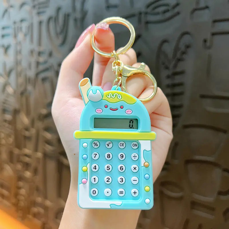 Milk Tea Cup Calculator Keychain Pendant