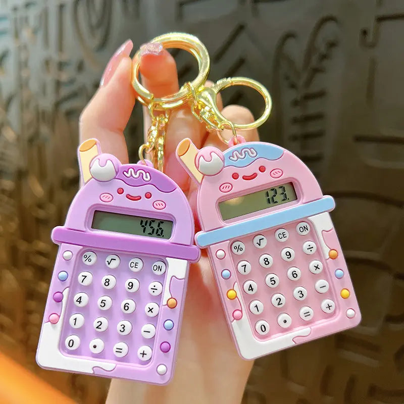 Milk Tea Cup Calculator Keychain Pendant