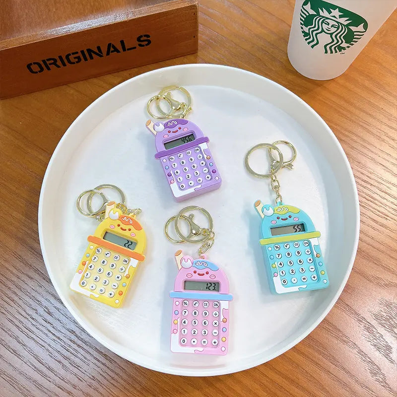 Milk Tea Cup Calculator Keychain Pendant