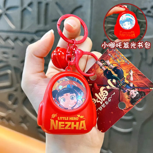 Nezha Luminous Schoolbag Atmosphere Light Keychain Pendant
