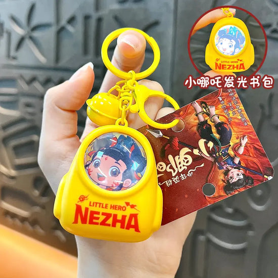 Nezha Luminous Schoolbag Atmosphere Light Keychain Pendant