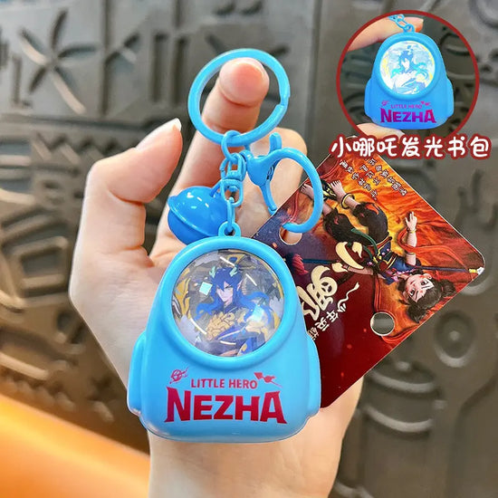 Nezha Luminous Schoolbag Atmosphere Light Keychain Pendant