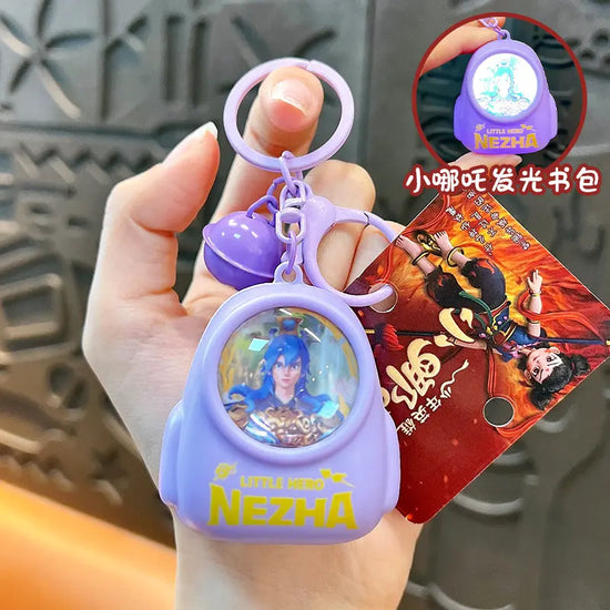 Nezha Luminous Schoolbag Atmosphere Light Keychain Pendant