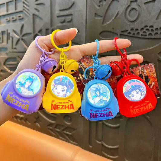 Nezha Luminous Schoolbag Atmosphere Light Keychain Pendant