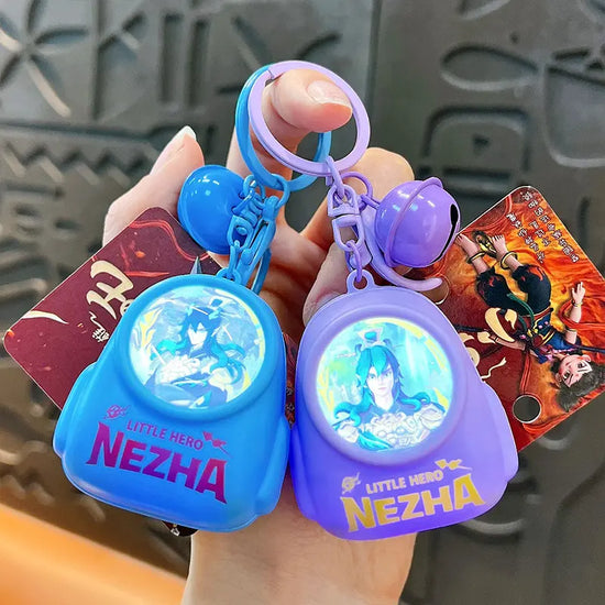 Nezha Luminous Schoolbag Atmosphere Light Keychain Pendant