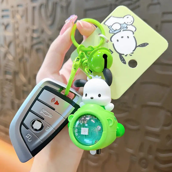 Glowing Sunset Light Spaceship Keychain Pendant
