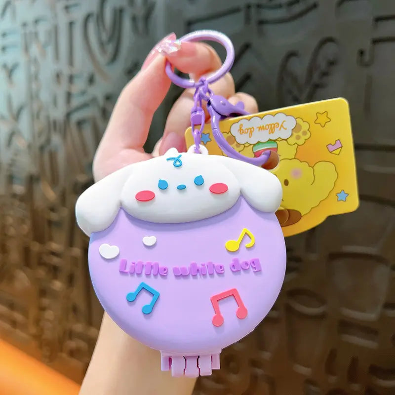 Portable Folding Air Bag Comb Mirror Keychain Pendant