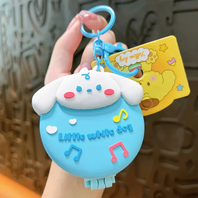 Portable Folding Air Bag Comb Mirror Keychain Pendant