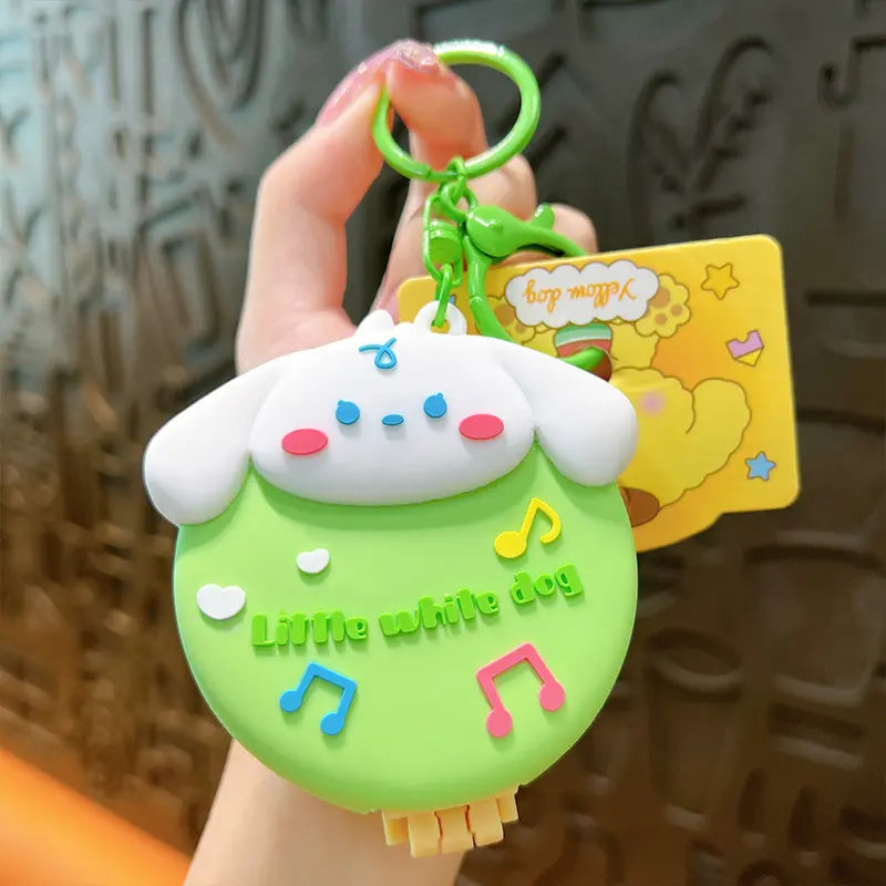 Portable Folding Air Bag Comb Mirror Keychain Pendant